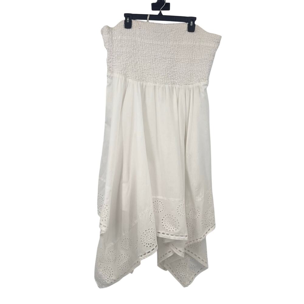 Lane Bryant White Strapless Hankerchief Eyelet Dress 22/24 wedding bride summer